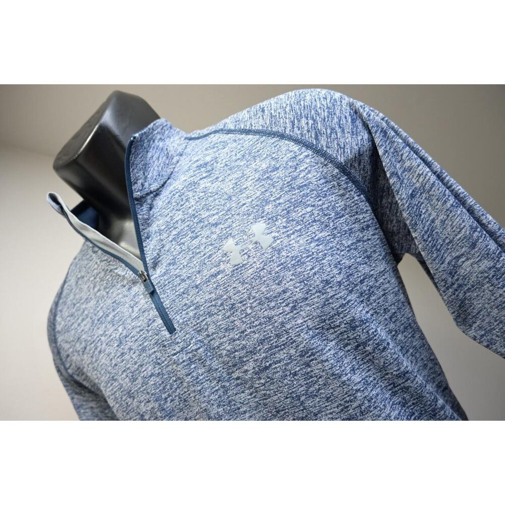 Under Armour 1/4 Zip Athletic Jacket Loose Blue Marled‎ HeatGear Mens Sz Small